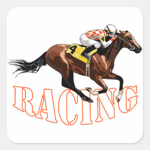 Sticker Carré Course à cheval