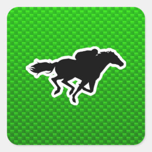 Sticker Carré Course à cheval verte