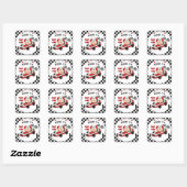 Sticker Carré Course de voitures de course thème d'anniversaire (Feuille)
