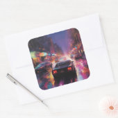 Sticker Carré Course dynamique Cityscape (Enveloppe)