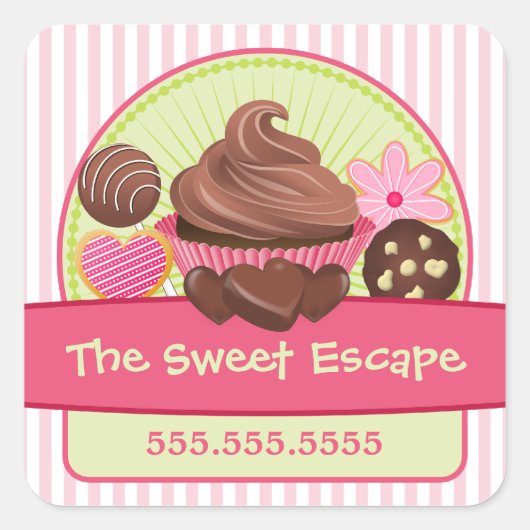 Sticker Carré Couvercles de desserts doux (Devant)