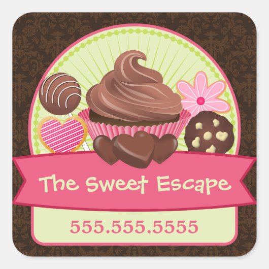Sticker Carré Couvercles de desserts doux (Devant)