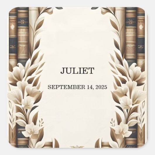 Sticker Carré Couverture de Baby Shower du Club de Lecture Rétro (Devant)