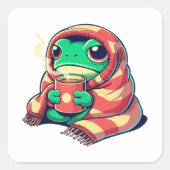 Sticker Carré Couverture graphique avec une grenouille mignonne (Devant)