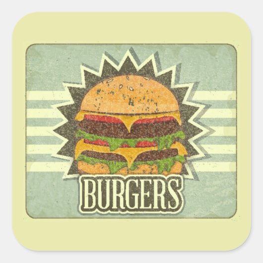 Sticker Carré Couverture Rétro Pour Menu Restauration Rapide (Devant)