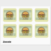 Sticker Carré Couverture Rétro Pour Menu Restauration Rapide (Feuille)