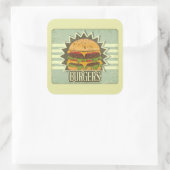 Sticker Carré Couverture Rétro Pour Menu Restauration Rapide (Sac)
