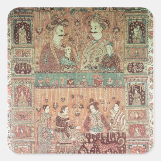 Sticker Carré Couvre-lit représentant des potentats indigènes (Devant)