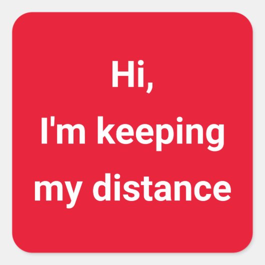 Sticker Carré Covid Distances sociales Couleur Codé Rouge (Devant)