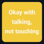 Sticker Carré Covid Social Distances Couleur Codé Jaune<br><div class="desc">Personnaliser de votre événement pour les invités à porter,  signal par couleur et message</div>