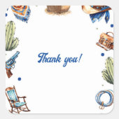 Sticker Carré Cowboy Blue Western Wild West Anniversaire (Devant)