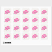 Sticker Carré Cowboy Casquette Preppy rose (Feuille)