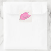 Sticker Carré Cowboy Casquette Preppy rose (Sac)