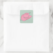 Sticker Carré Cowboy Casquette Preppy Rose Et Vert (Sac)