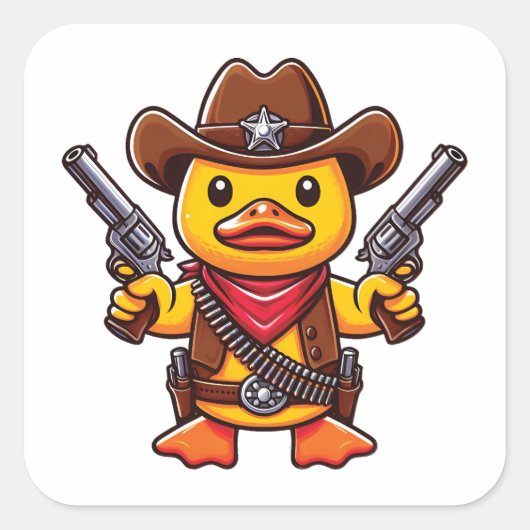 Sticker Carré Cowboy Duck Sheriff (Devant)