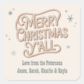 Sticker Carré Cowboy Noël Occidental Joyeux Noël Y'all (Devant)