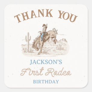 Sticker Carré Cowboy Premier Rodéo 1er Anniversaire
