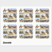 Sticker Carré Cowboy Western Art Populaire (Feuille)