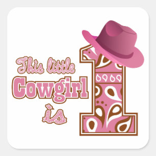 Sticker Carré Cowgirl 1er anniversaire