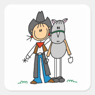 Sticker Carré Cowgirl Avec T-shirts Cheval et Cadeaux