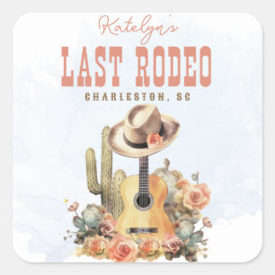 Sticker Carré Cowgirl Country Dernier Rodeo Bachelorette Week-en