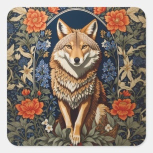 Sticker Carré Coyote William Morris inspiré