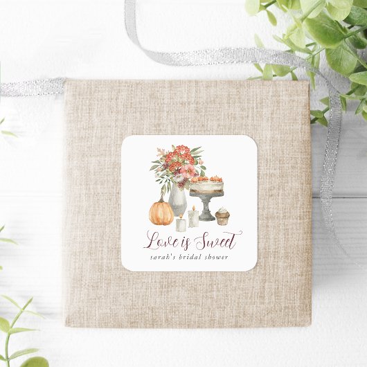 Sticker Carré Cozy automnal citrouille "L'amour est doux"