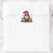 Sticker Carré Cozy Christmas Gnome Art – Festive Holiday (Sac)