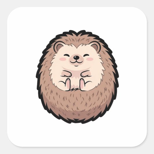 Sticker Carré Cozy Hedgehog – Cute Kawaii Illustration (Devant)