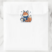 Sticker Carré Cozy Winter Fox with Hot Cocoa  (Sac)