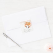 Sticker Carré Crabe de la côte de sable orange Shower de mariage (Enveloppe)