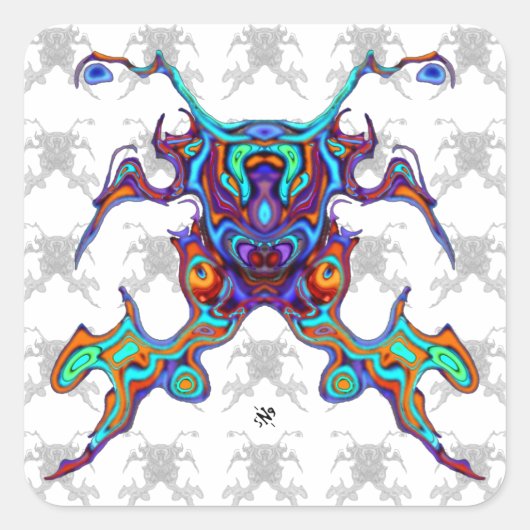 Sticker Carré Crabe guerrier masqué alien insectoid v2 (Devant)