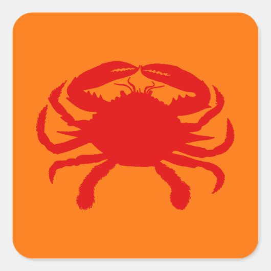 Sticker Carré Crabe Orange Rouge (Devant)