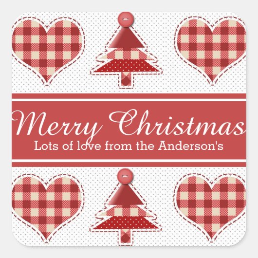 Sticker Carré Craft Christmas Trees and Hearts Personalised (Devant)