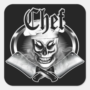 Sticker Carré Crâne 4 de chef