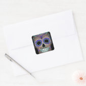 Sticker Carré Crâne à sucre rétro coloré (Enveloppe)