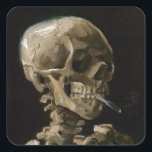 Sticker Carré Crâne avec brûler la cigarette Vincent van Gogh Ar<br><div class="desc">Vincent van Gogh (Néerlandais, 1853 - 1890) Crâne d'un squelette avec cigarette brûlante, 1885-1886, Huile sur toile Sans cadre : 32 cm × 24, 5 cm (13 po × 9, 6 po) Travail précoce de Vincent van Gogh. Ce petit tableau fait partie de la collection permanente du musée Van Gogh...</div>