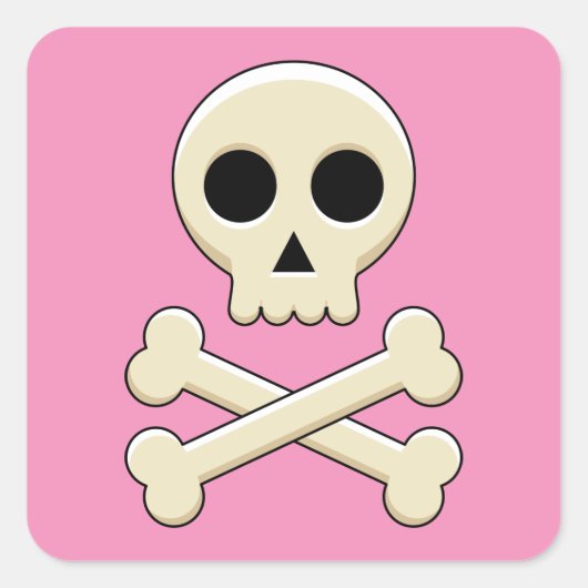 Sticker Carré Crâne avec os (Devant)