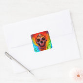 Sticker Carré Crâne couleur (Enveloppe)