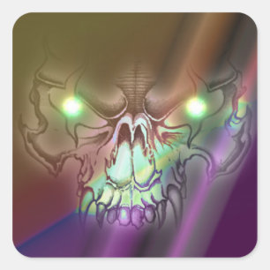 Sticker Carré Crâne de loup