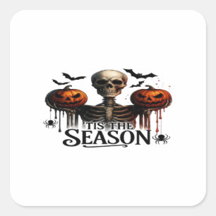 Sticker Carré Crâne de squelette d'Halloween