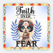 Sticker Carré Crâne de sucre de la foi (Devant)