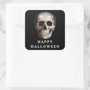 Sticker Carré Crâne effrayant noir Halloween Adulte 