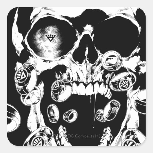 Sticker Carré Crâne et anneaux (Devant)