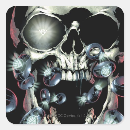 Sticker Carré Crâne et anneaux - Couleur (Devant)