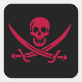 Sticker Carré Crâne et épées de Crimson Drapeau pirate de Calico (Devant)