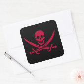 Sticker Carré Crâne et épées de Crimson Drapeau pirate de Calico (Enveloppe)