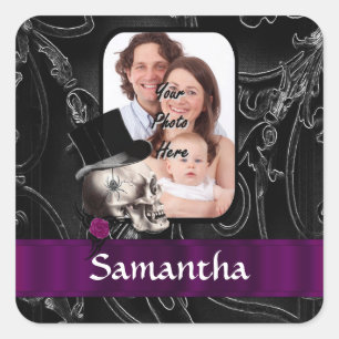 Sticker Carré Crâne gothique de tatouage