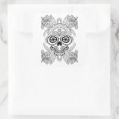 Sticker Carré Crâne inspiré dans les fleurs (Sac)