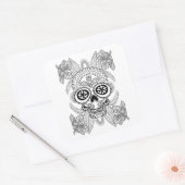 Sticker Carré Crâne inspiré dans les fleurs (Enveloppe)